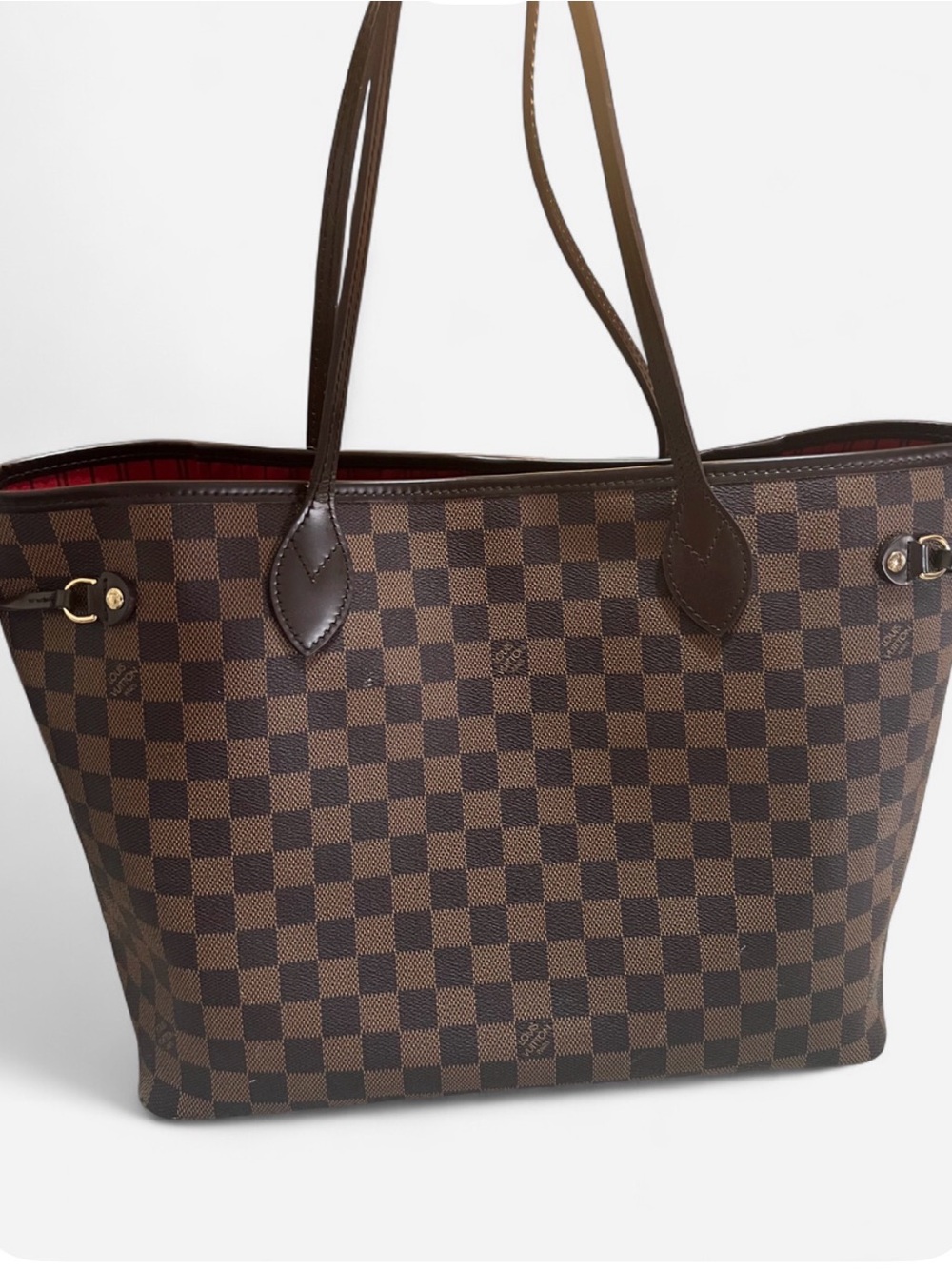 Brown Checkered Tote with Dark Brown Trim with Matching Wristlet